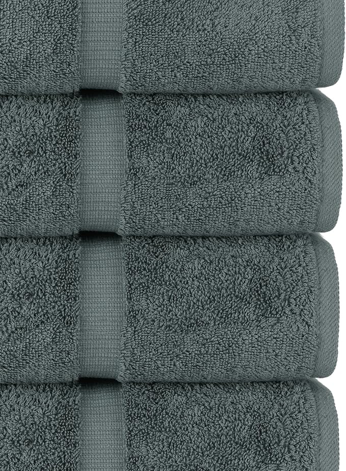 Chakir Turkish Linens | Hotel & Spa Quality 100% Cotton Premium Turkish Towels | Soft & Absorbent (4-Piece Bath Towels, Dark Gray)