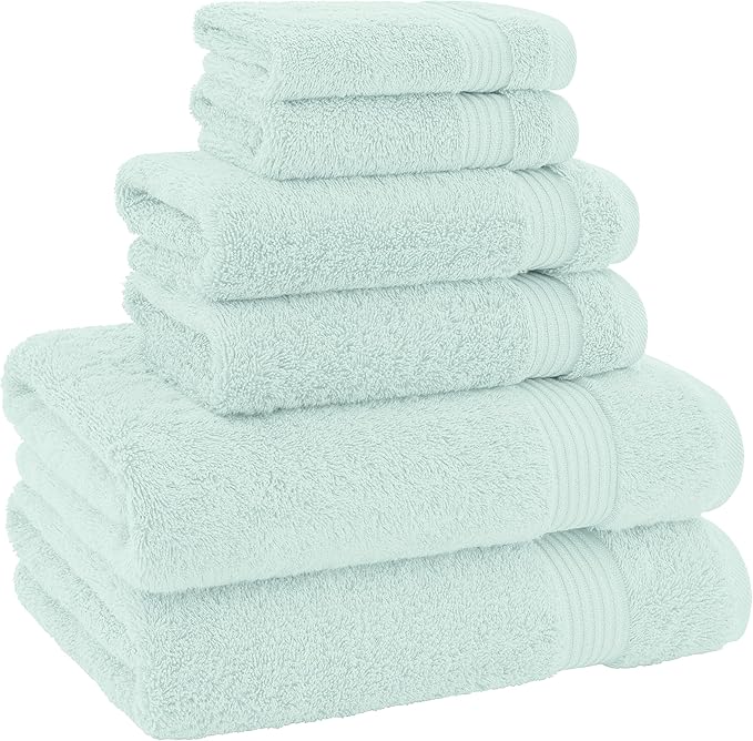 American Veteran Towel, 100% Cotton Turkish 6 Piece Towel Set, Luxury Towels Set of 6 for Bathroom Essentials, 2 Bath Towel 2 Hand Towel 2 Washcloth, Mint Green