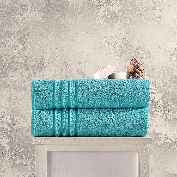 Hawmam Linen Jumbo Large Bath Sheets Towels 2 Pack Soft and Absorbent, Premium Quality 100% Cotton Towels (Teal Turquoise, Bath Sheet)