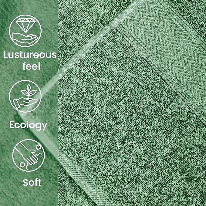 HILLFAIR 600 GSM- 40 x 80 Inches- 100% Cotton 2 Pc XXL Oversized Bath Towel Set- Soft Highly Absorbent Jumbo Bath Sheets Towels Sets- Quick Dry Oversized Sheets Towel Sets for Hotel Spa Pool- Sage