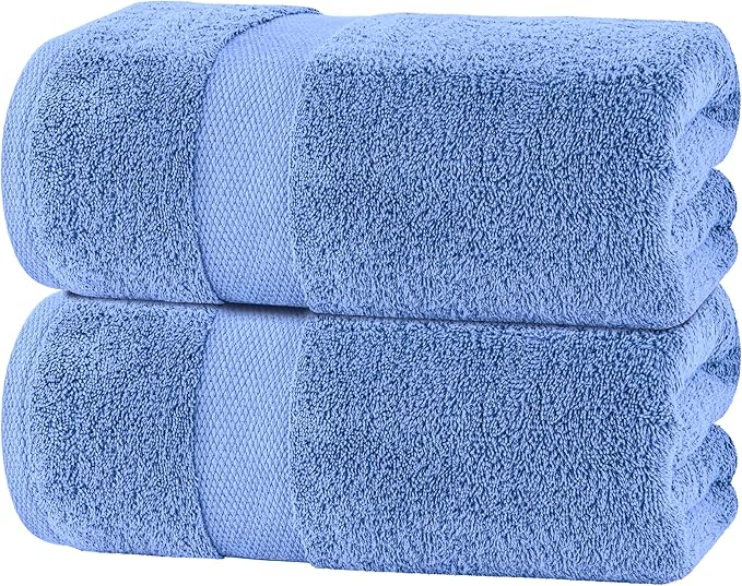 White Classic Luxury Soft Bath Sheet Towels - 650 GSM Cotton Luxury Towels Extra Large 35x70 | Highly Absorbent and Quick Dry | Hotel Quality, Light Blue, 2 Pack