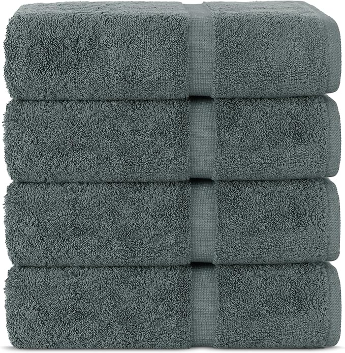 Chakir Turkish Linens | Hotel & Spa Quality 100% Cotton Premium Turkish Towels | Soft & Absorbent (4-Piece Bath Towels, Dark Gray)