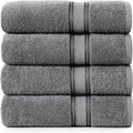 LANE LINEN 100% Cotton 4 Pack Bath Towels Set (28"x54") - Zero Twist, Large Cotton Towels for Bathroom - Quick Dry, Soft & Absorbent Bath Towel Set - Remains Soft After Multiple Washes - Cool Grey