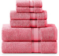 LANE LINEN Luxury 6-Piece Bath Towel Set - 100% Cotton, Quick-Dry, Super Absorbent, Zero Twist - Includes 2 Bath Towels, 2 Hand Towels, 2 Washcloths - Honeysuckle