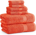 LANE LINEN 100% Cotton Luxury Bathroom Towel Set - 6 Pcs - Ring Spun, Quick Dry, Very Soft & Absorbent - 2 Bath, 2 Washcloths, 2 Hand Towels - Remains Fluffy Even After Multiple Washes - Tiger Lily