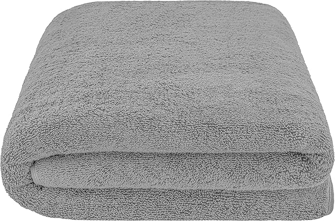 American Soft Linen Oversized Bath Sheet 40x80 Extra Large for Bathroom, 600 GSM 100% Cotton Turkish Jumbo Bathsheet Towels for Adults, Light Grey Bath Sheet