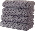 BAGNO MILANO Turkish Bath Towels, Soft Plush Jacquard Luxury Bath Towels, Quick Dry Towel Set (Grey, 4 Pcs Hand Towel Set)