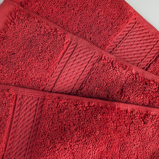 BNM Egyptian Cotton Heavyweight Towels, Ideal For Bathroom, Shower, Spa, 800 GSM Bath Towels, Highly-Absorbent, Luxury Bathroom Essentials, Ultra-Soft Plush Home Basics, Bath Towel Set of 4, Red
