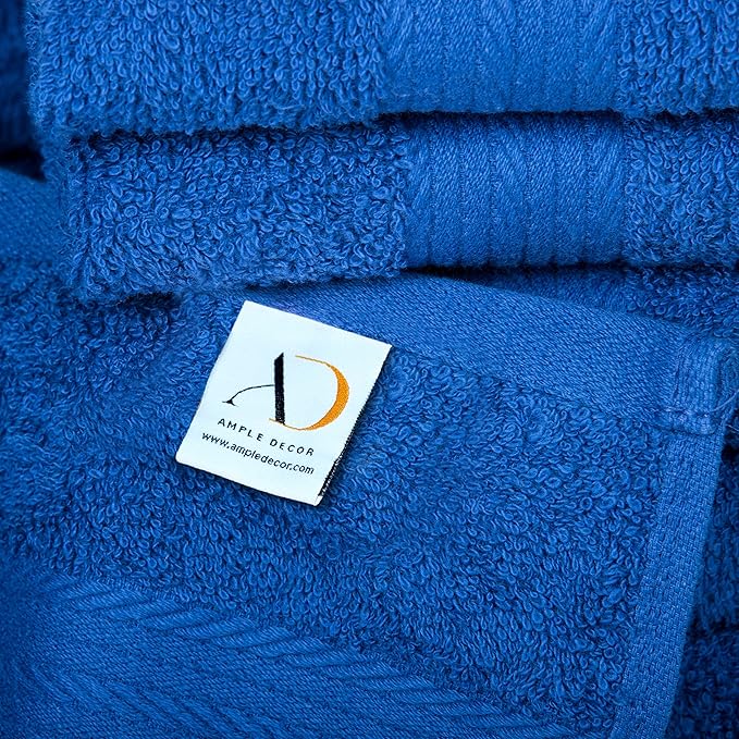 Ample Decor Hand Towel 18 X 28 Inch Set of 8 600 GSM 100% Cotton, Soft Absorbent Thick Durable Premium Quality, for Hotel, Bathroom, Spa, Daily Use, Gym - Navy Blue