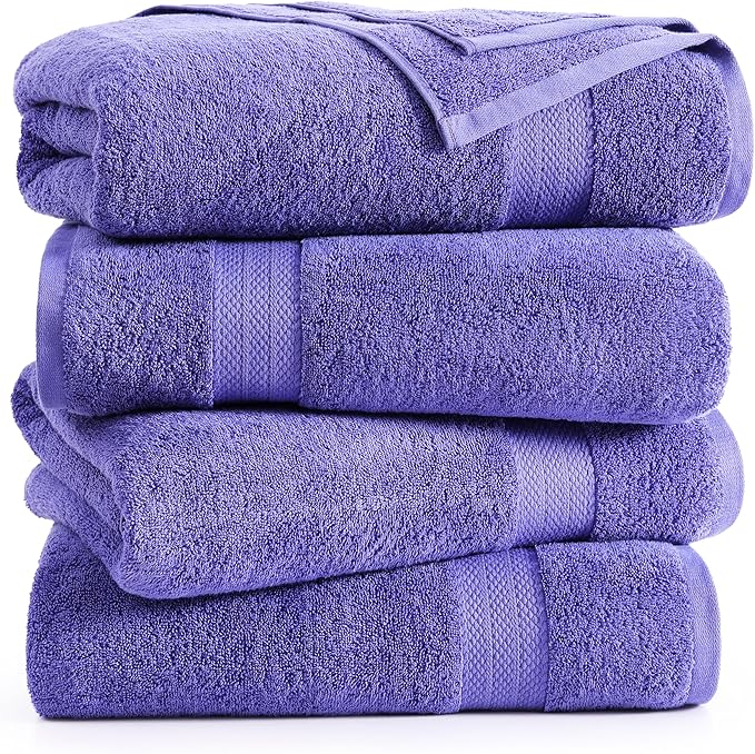 LANE LINEN 100% Pure Cotton Pack of 4 Bath Sheets (35"x66") - Fade Resistant, Machine Washable & Highly Absorbent Extra Large Towel - Oversized Luxury Towels for Bathroom, Hotel & Spa - Blue Irish