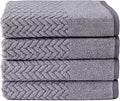 Texere 100% Organic Cotton Jacquard 650 GSM Premium Bath Towel Sets - Extra Absorbent Quick Dry Towel Wrap (Cable, Granite, 4 Bath Towels)