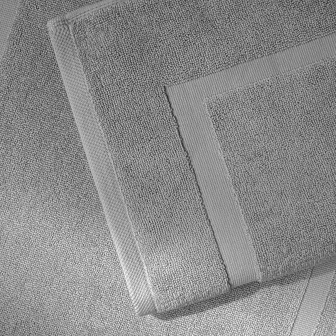 SALBAKOS 100% Turkish Cotton Bath Mat Set 2-Piece - 20x34 inch, Premium Quality Hotel & Spa Collection, Soft, Absorbent, Long Lasting, Durable Bathroom Rugs | Made in Turkey (Silver, 2 Bath Mats)