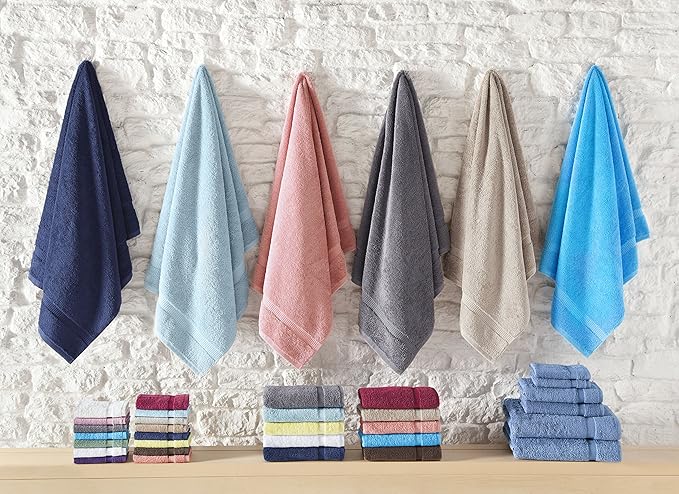 SALBAKOS 100% Turkish Cotton 6-Piece Towel Set | Heirloom Quality Hotel & Spa Collection | Ultra Soft, Super Absorbent 2 Washcloth, 2 Hand, 2 Bath Towel Sets | Made in Turkey (Rose, 6 Piece Towel Set)