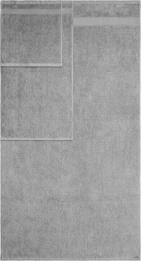 American Veteran Towel, 6 Piece Towel Set for Bathroom, 100% Cotton Turkish Bathroom Towels, 2 Bath Towels 2 Hand Towels 2 Washcloths, Cool Grey