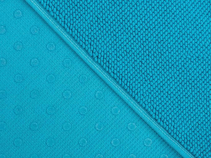 Cotton Paradise 100% Cotton Non Slip Bath Mats for Bathroom, 17x24 inch Soft Absorbent Quick Dry Machine Washable Floor Bath Mat, Aqua Blue