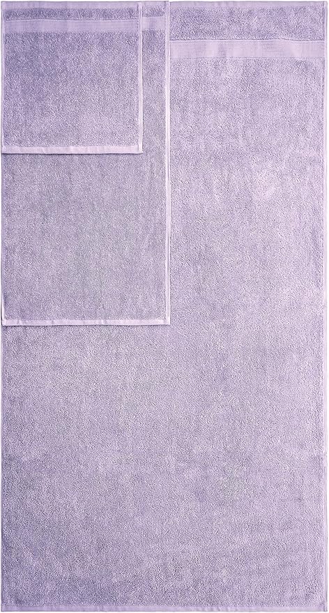 American Veteran Towel, 6 Piece Towel Set for Bathroom, 100% Cotton Turkish Bathroom Towels, 2 Bath Towels 2 Hand Towels 2 Washcloths, Lilac