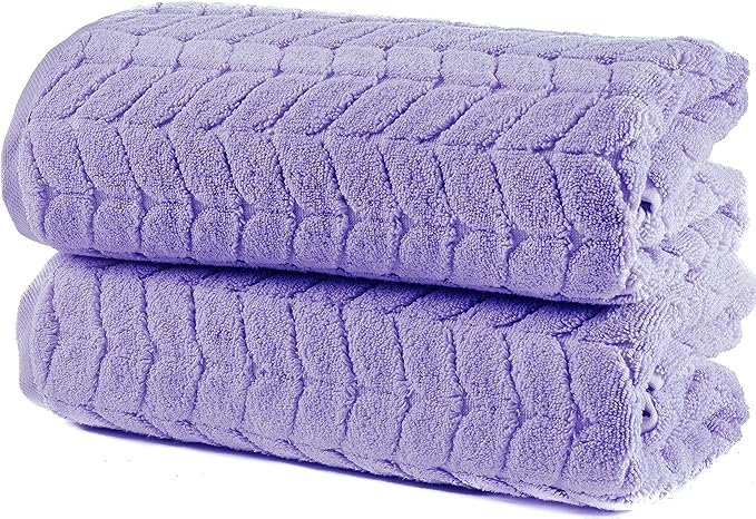 BAGNO MILANO Turkish Bath Towels, Soft Plush Jacquard Luxury Bath Towels, Quick Dry Towel Set (Lavender, 2 pcs Bath Towel Set)