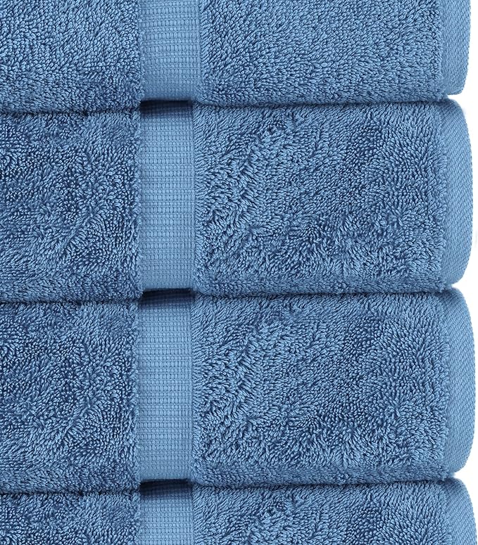 Chakir Turkish Linens | Hotel & Spa Quality 100% Cotton Luxury Turkish Towels | Soft & Absorbent (30x60 Inches Extra Large Bath Towels, Set of 4 - Wedgewood)
