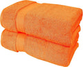 GLAMBURG 700 GSM Premium Cotton 2-Pack Oversized Extra Large Bath Sheet Set - 100% Combed Cotton - 2 Bath Sheets 35x70 - Luxury Hotel & Spa Quality - Durable Ultra Soft Highly Absorbent - Orange