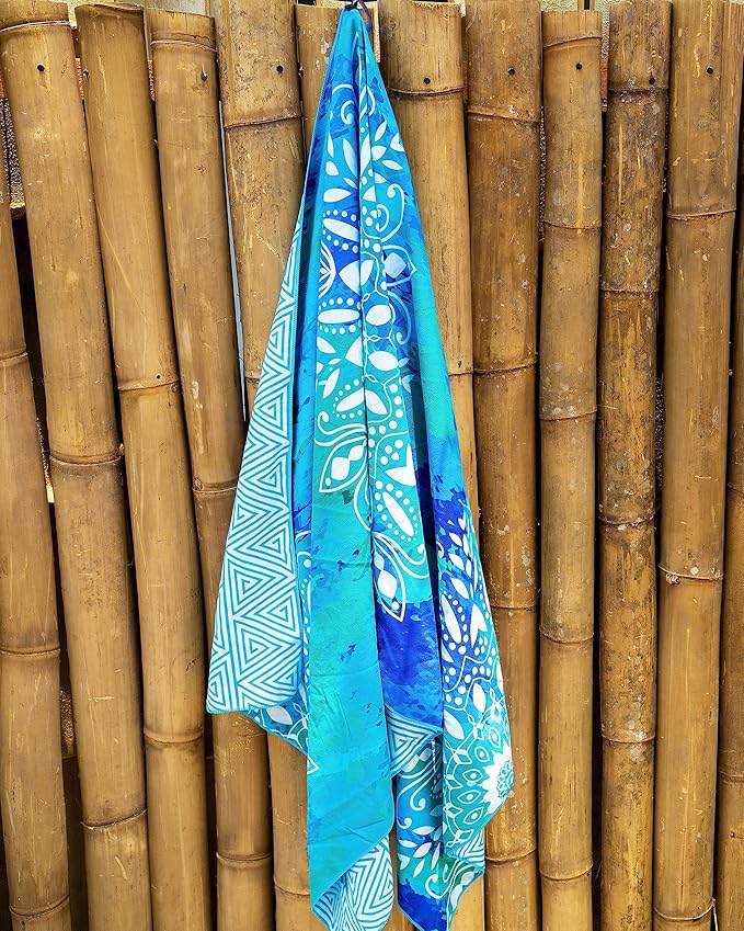 Elite Trend Quick Dry Towel Large 63x31 Inch - Microfiber Beach Towel - Perfect for Beach, Travel, Swimming, Pool, Yoga, Hiking, Camping - Lightweight, Fast Drying, Compact for Adults (Mandala Blue)