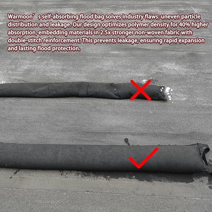 Self-Absorbing Reusable Flood Bags with Handles - Evenly Distributed Absorbents, Multiple Lengths - Home/Garage/Commercial Protection (5ft (Pack of 5) - with Handles)