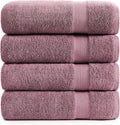 LANE LINEN Premium Bath Towels Set of 4 (28"x54") - 100% Ring Spun Cotton Bathroom Towel 4 Pack - Quick Drying, Super Soft, Durable & Absorbent Large Towels Set - Oeko Tex Certified - Wistful Mauve