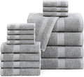 LANE LINEN 100% Cotton Luxury Bathroom Towel Set - 16 Pcs - Ring Spun, Quick Dry, Super Soft & Highly Absorbent - 4 Bath, 8 Washcloths, 4 Hand Towels - Pre Shrunk, Can be Used in Salon - Space Grey